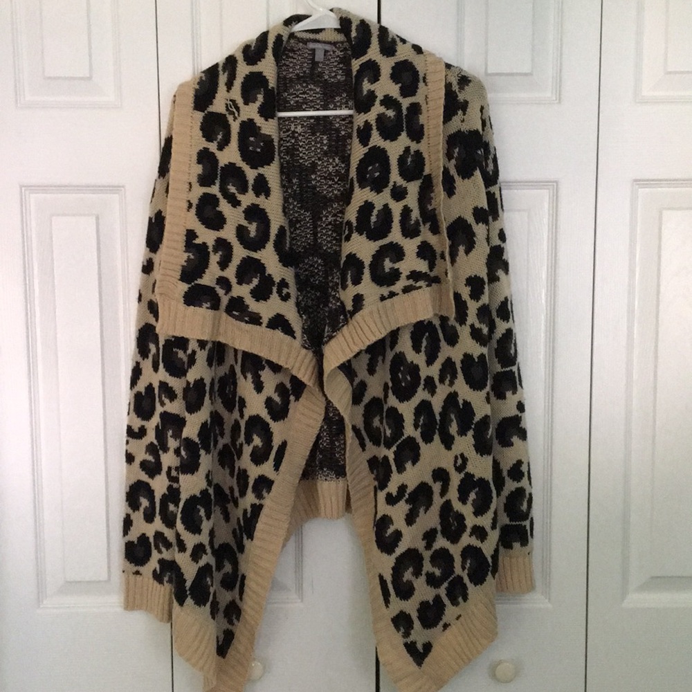 Cheetah print cardigan sweater